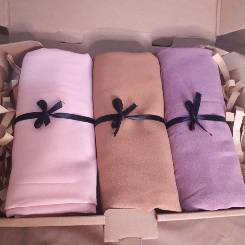 Hampers Hijab Pashmina Paket 3 Hijab Promo Termurah Gift Box Wisuda Ulang Tahun Kado Cewek Hadiah