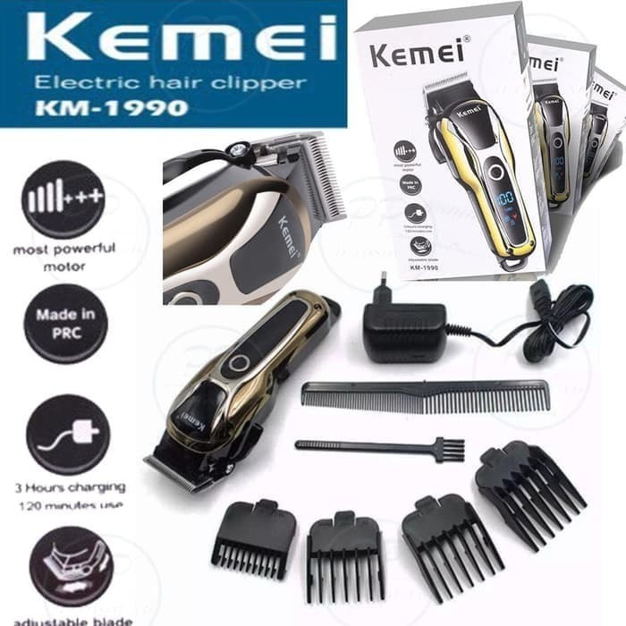 Kemei Hair Clipper KM-1990 Alat Mesin Cukur Rambut Rechargeable new