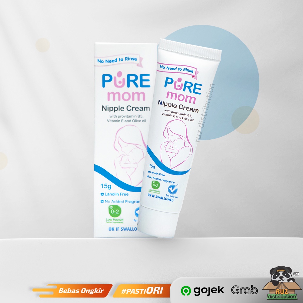 Pure Mom Nipple Cream 15gr - Krim Puting Susu - Pure Baby Nipple Cream