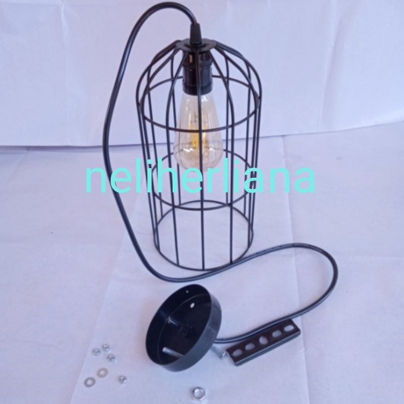 Lampu gantung 1 set fitting kabel + dudukan ke plafon