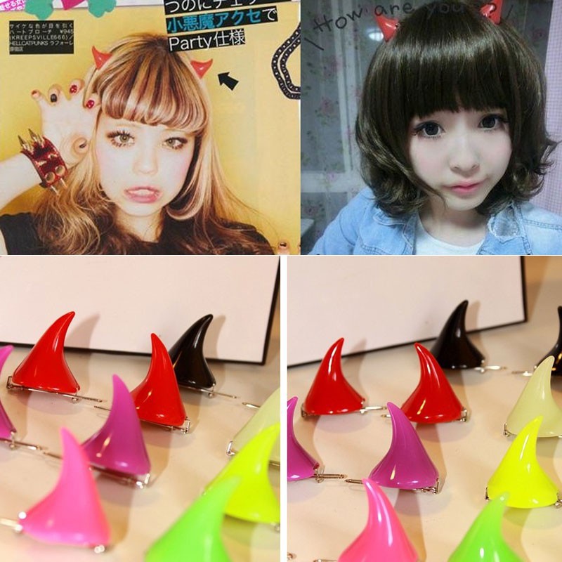 Jepit Rambut Tanduk Kecil Halloween Party Tanduk Devil Hair Clip