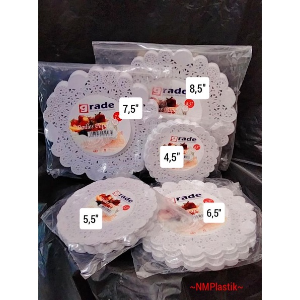 

kertas renda putih paper doilies 4.5 , 5.5 , 6.5 , 7.5 , 8.5