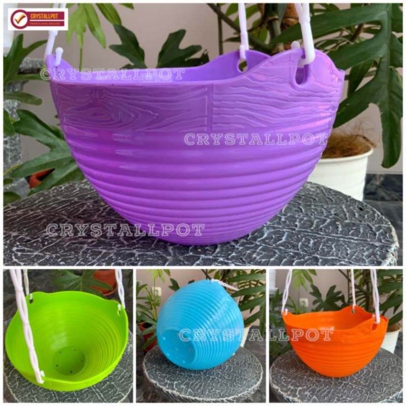 pot bunga tanaman gantung gentong warna warni size S 20cm - GGS 8852