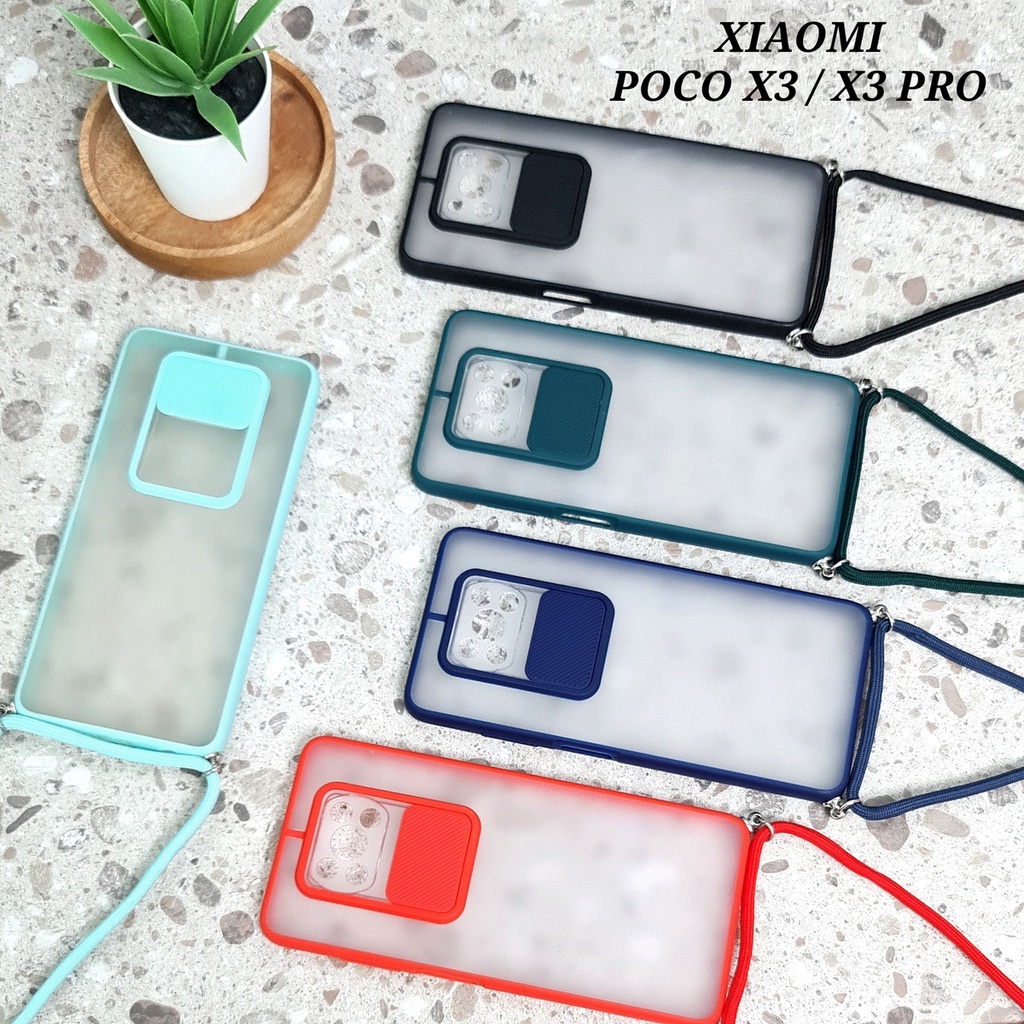 XIAOMI POCO X3 X3 PRO REDMI 9 9A 9C REDMI NOTE 8 8 PRO 9 9 PRO | Soft Hard Case lanyard slide camera protector sliding tali gantungan