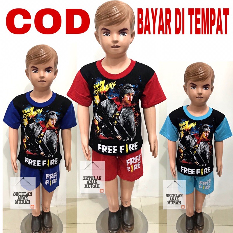 Baju Setelan Pendek Anak Motif Free Fire / Setelan Anak Kekinian / Games Free Fire / Pakaian Anak