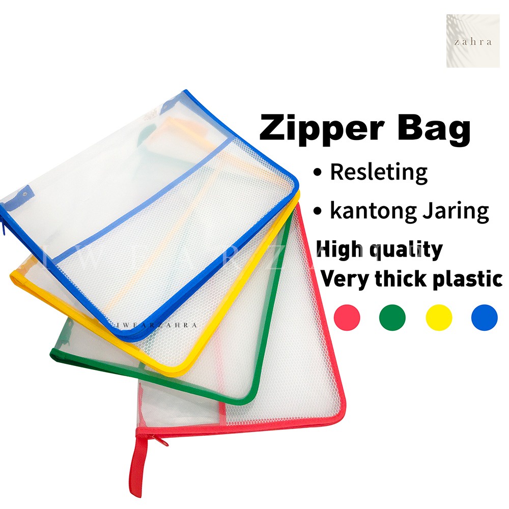 MAP ZIPPER BAG 1 PC -  Folder File Resleting Map Dokumen Model Transparan High Quality Perlengkapan Kantor Alat Tulis Anak Sekolah