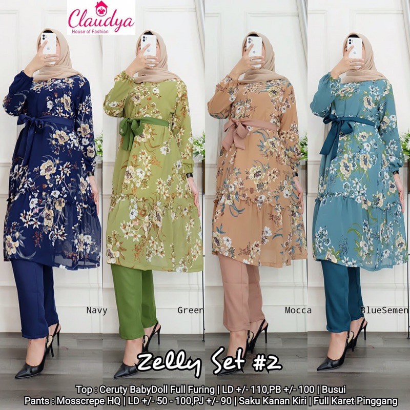 Zelly set 2 by claudya (RESTOCKK) / setelan muslim / setelan wanita / long set