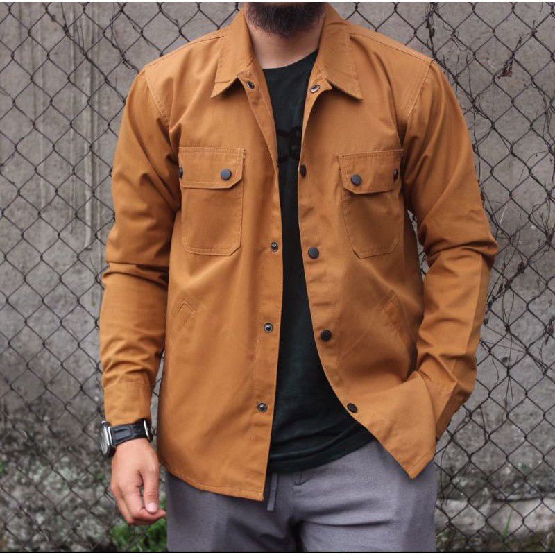 Jaket Semi Parka Kanvas Kancing Hitam Premium - Jaket Pria - Jacket Kanvas Oversize