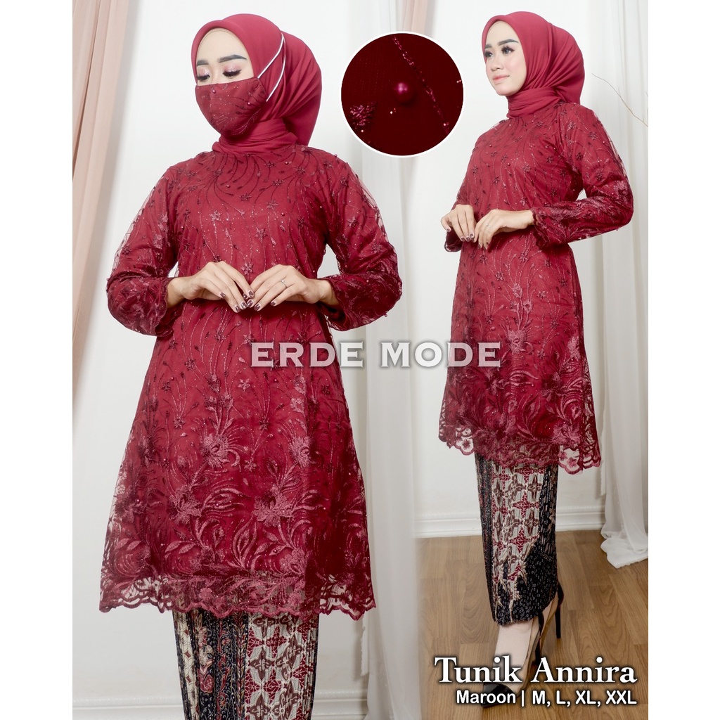 Setelan kebaya kurung tulle mutiara | Kebaya favorite | Kebaya modern | Kebaya brukat jumbo