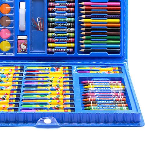 

❆ Crayon Pensil Warna Anak Alat Tulis Set Koper Isi 86 Back To School - Biru ✬
