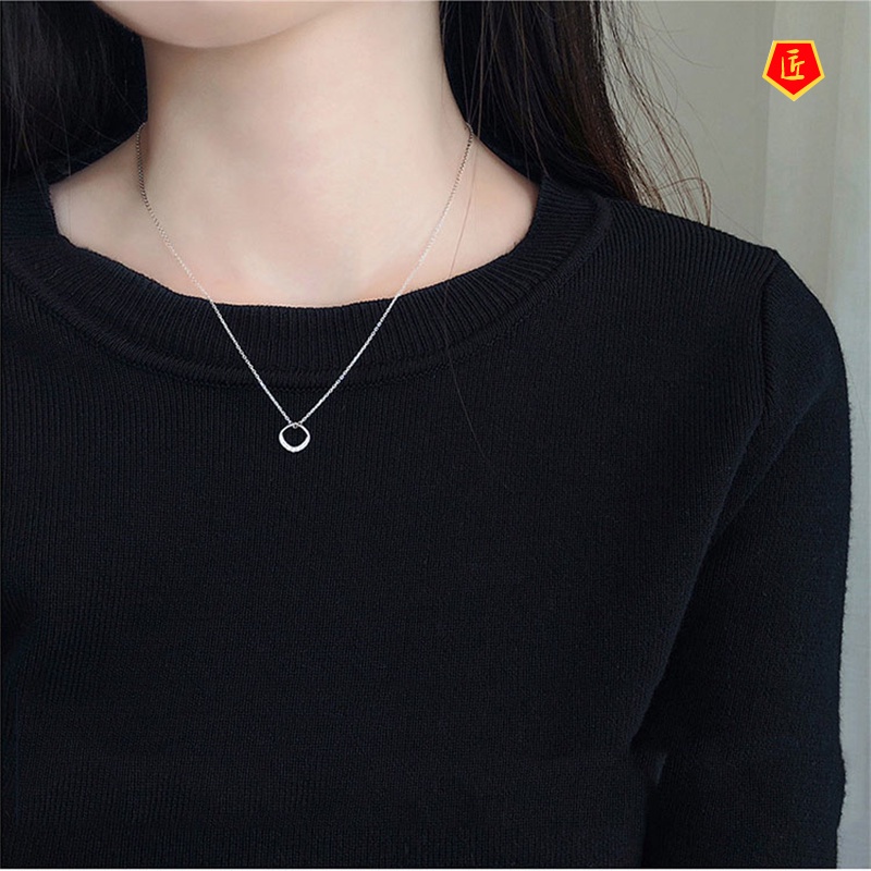 [Ready Stock]Rhinestone Geometric Silver Necklace Women's Temperamental Artistic Accessories