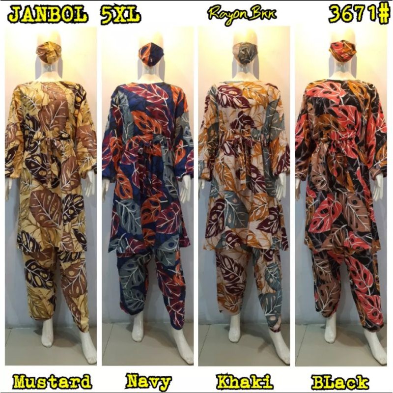 JOSJOLI_STORE/3671 Setcel Rayon/Stelan Super Jumbo 5XL Free Masker/Busui