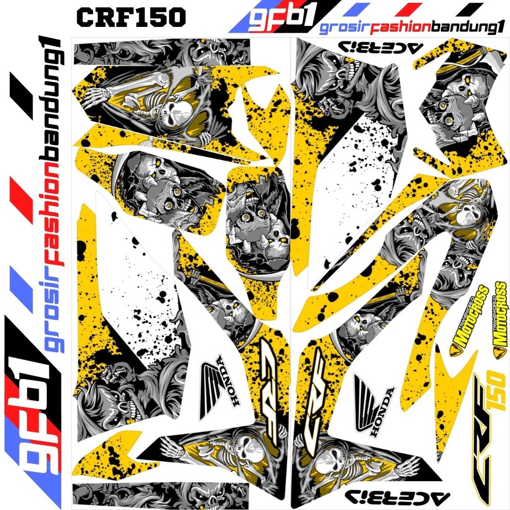 Motocross Decal CRF 150 Striping Sticker Skull Keren CRF 150