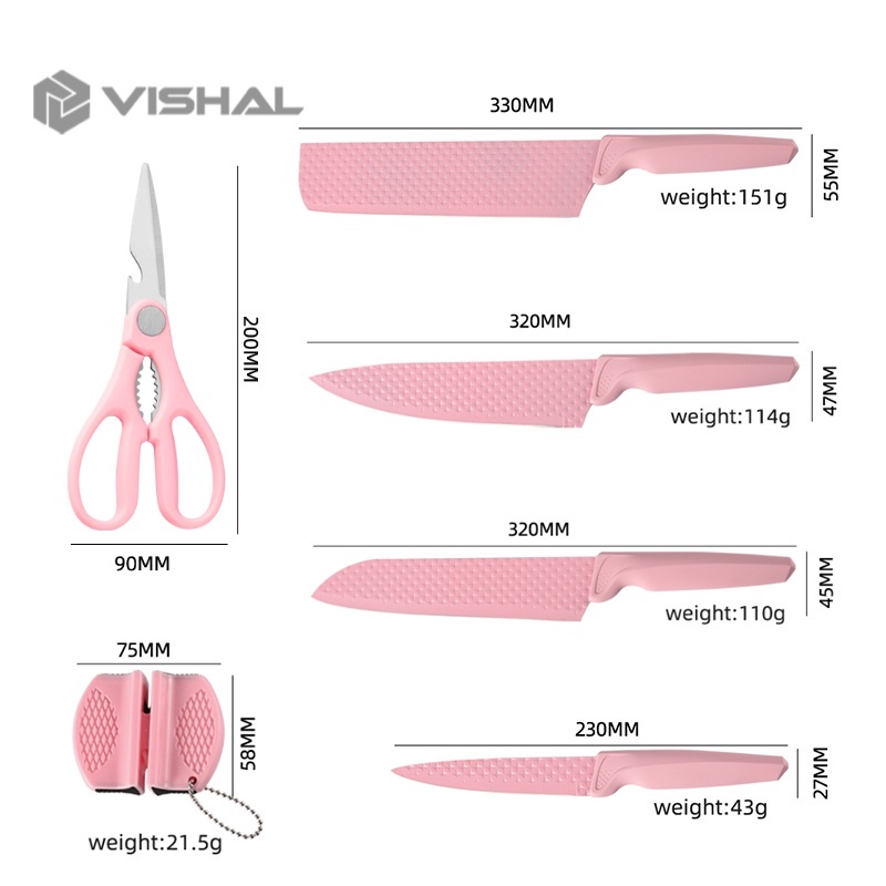 VISHAL Diamond Knives Set Pisau Berlian Cookware Pisau Dapur Anti Lengket VS-1844