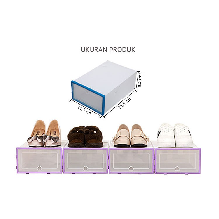 SB-001 Kotak Sepatu Plastik Transparan 1 Kotak Frame Serbaguna Shoes Box Portable