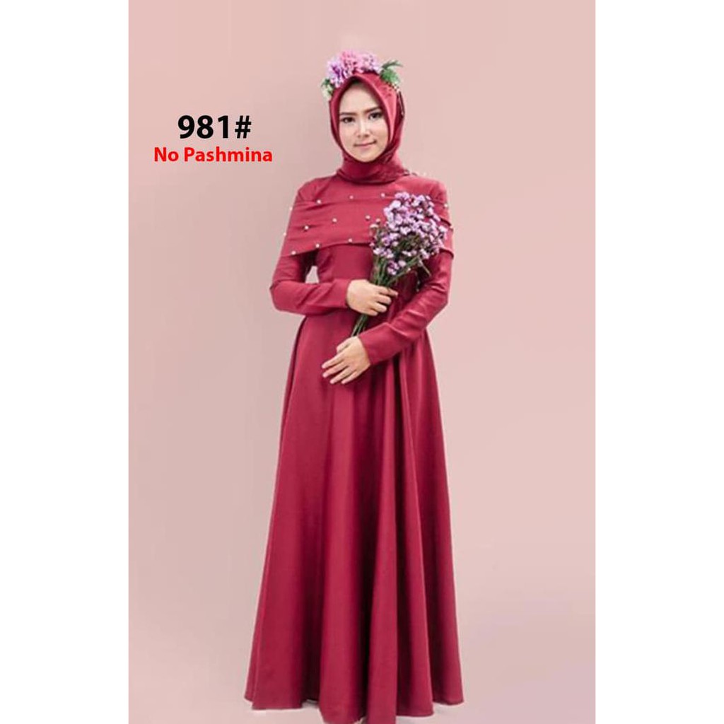 Maxi Import 981 Marun/Long Maxi Dress Hijab/Terusan Gamis Syari Wanita