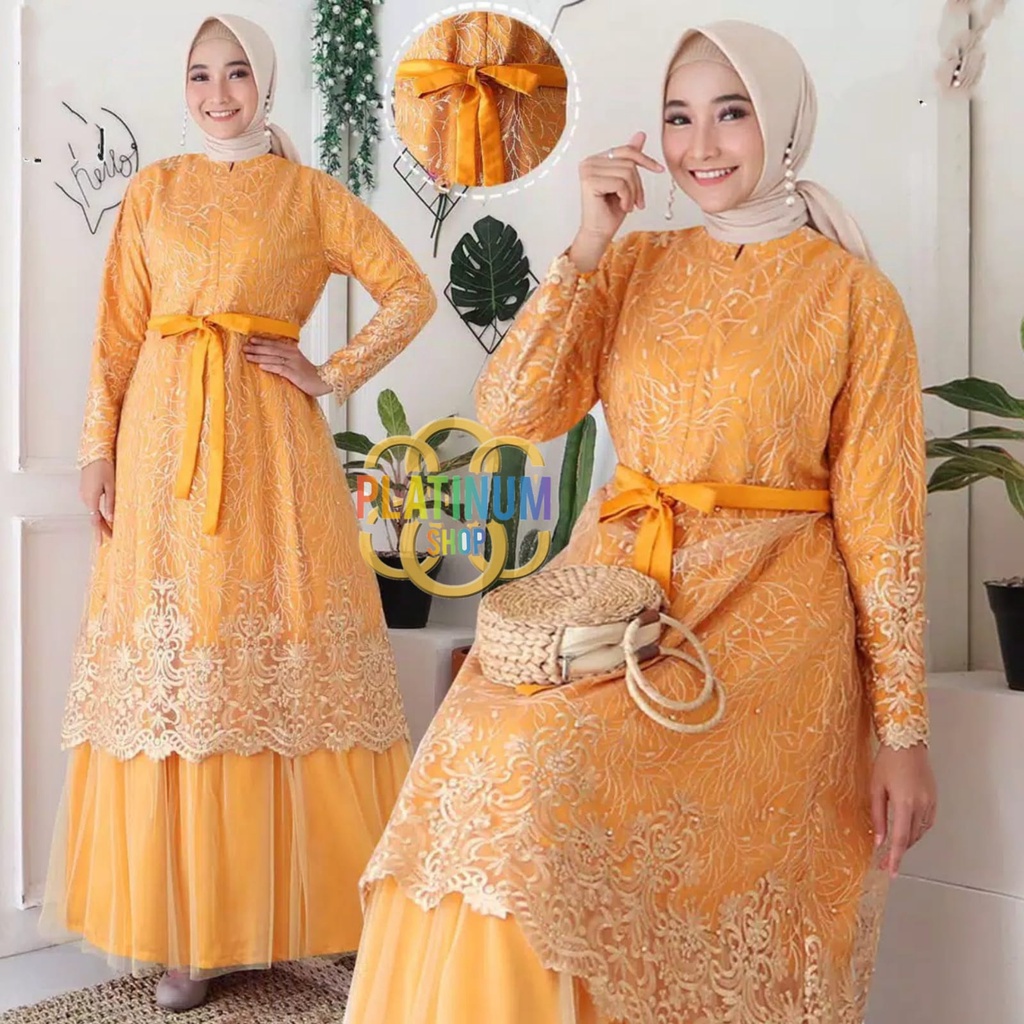 GAMIS MAXI BUSUI ZELVIA FULL BRUKAT TILE MUTIARA IMPORT-7