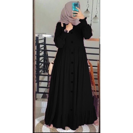 Gamis Polos Full Kancing Depan Dress Gamis Syari Wanita Muslim ALESHA