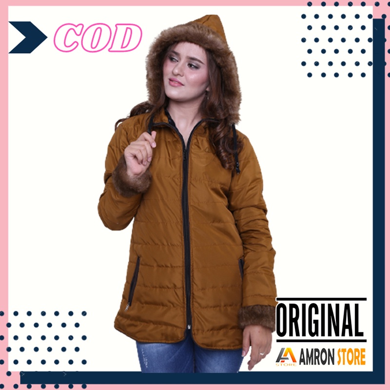 Jaket Gunung Parka Outdoor Musim Dingin Bulu Hoodie Wanita Original Kualitas Premium