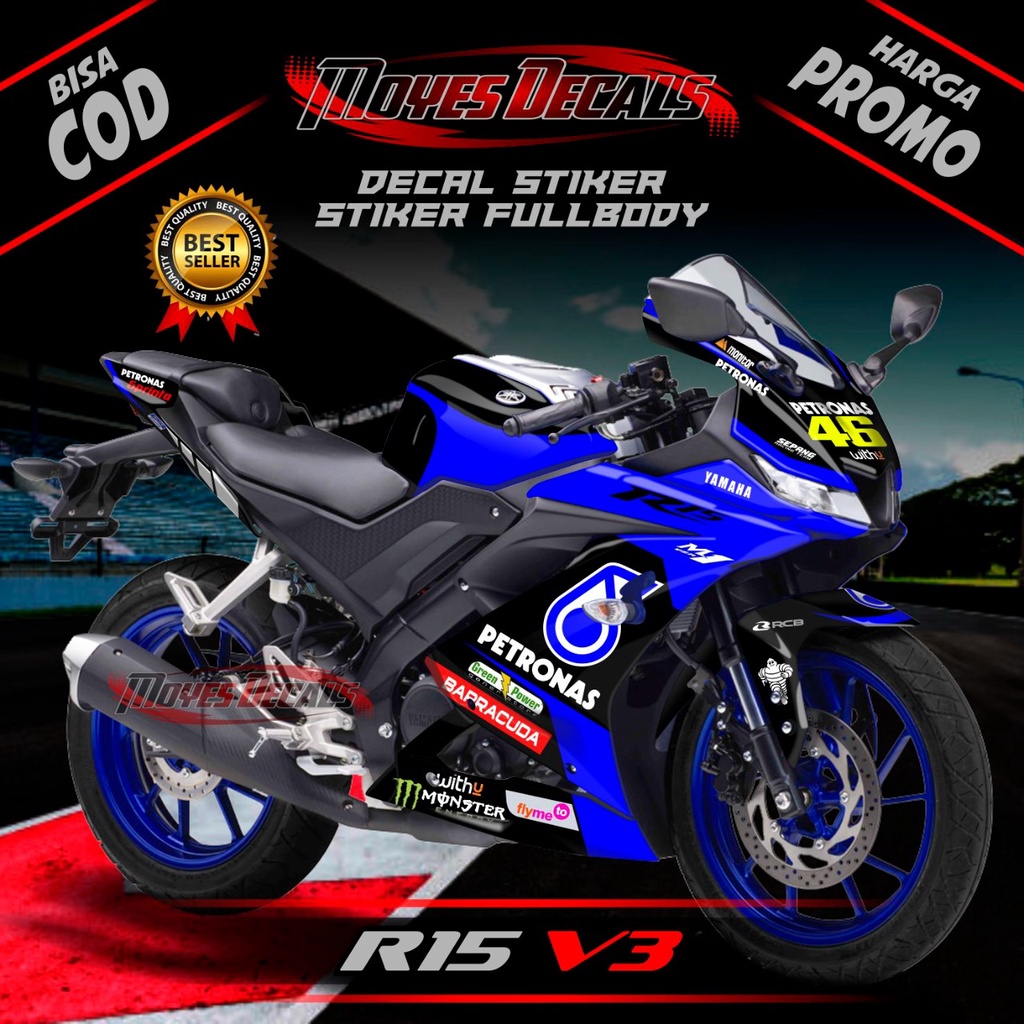 DECAL STIKER R15 V3 MOTIF PETRONAS VR46 4 WARNA