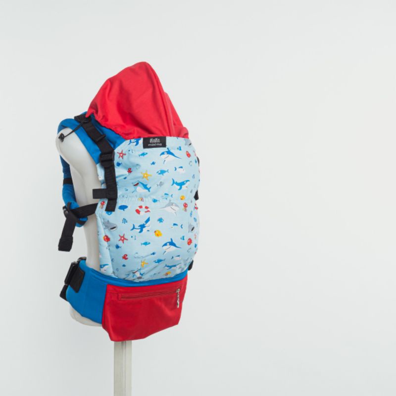 Gendongan Bayi NANA Maxima Light Blue Red Baby Shark SSC One Size Adjustable Baby Carrier Newborn to