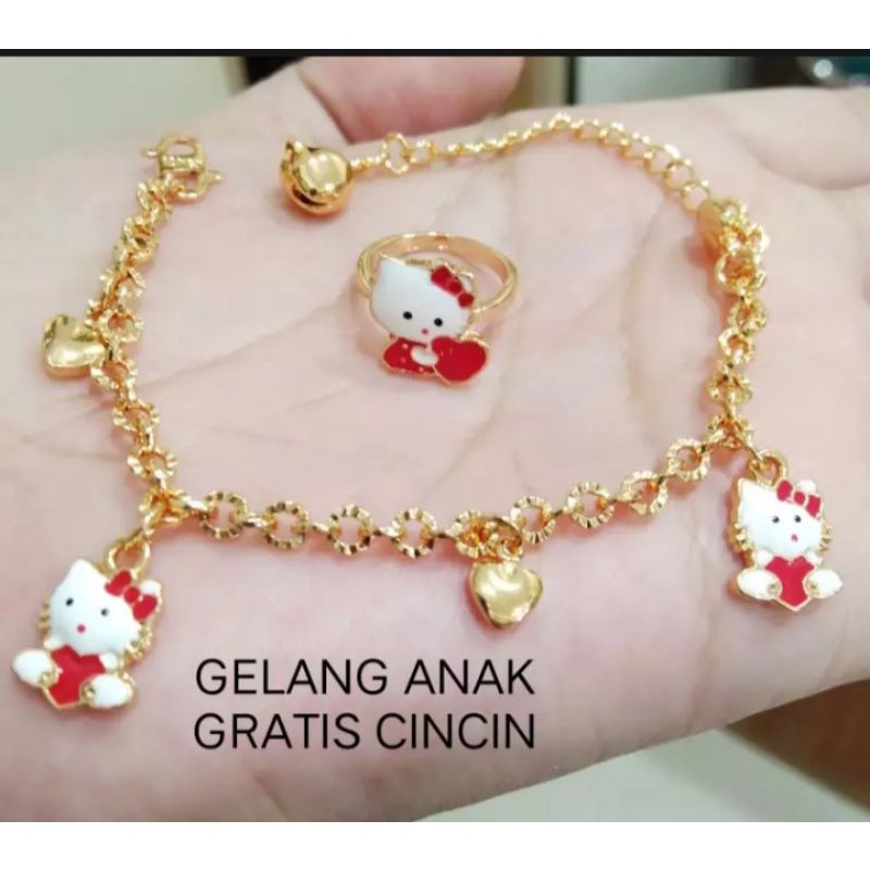 Gelang dan Cincin Anak Cantik Anti Karat Terbaru, Perhiasan Titanium Ringan dan Kuat untuk Si Kecil
