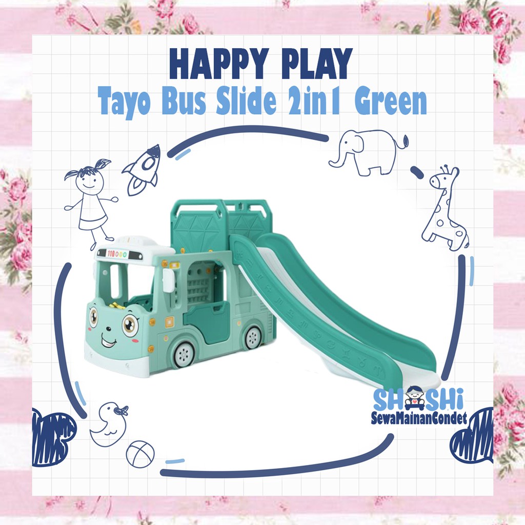 Sewa Happy Play Tayo Bus Slide 2in1 Green