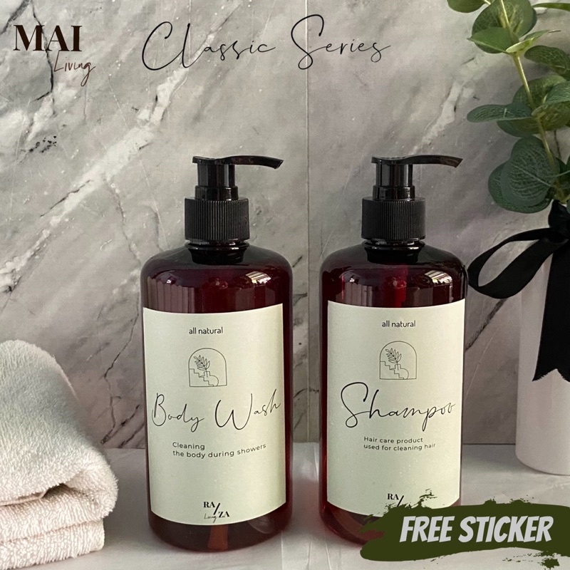 MAI Living Bathroom Organizer / Botol Pump Amber Refil Sampoo Sabun / Classic series