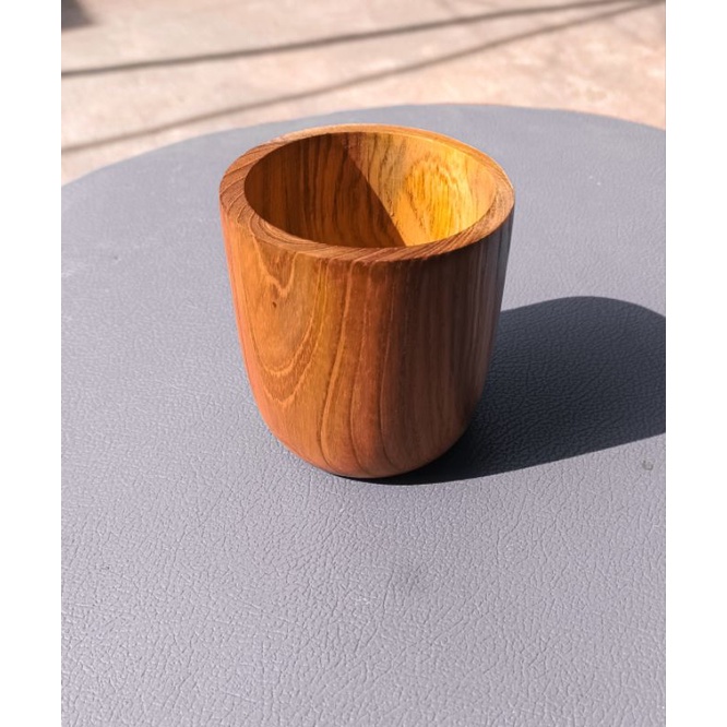 gelas mug/gelas oval 8cm kayu jati