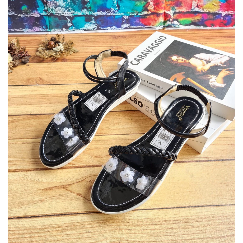 ABBUSHOES Us 107 flat shoes sol jadi tali bunga merona 3cm