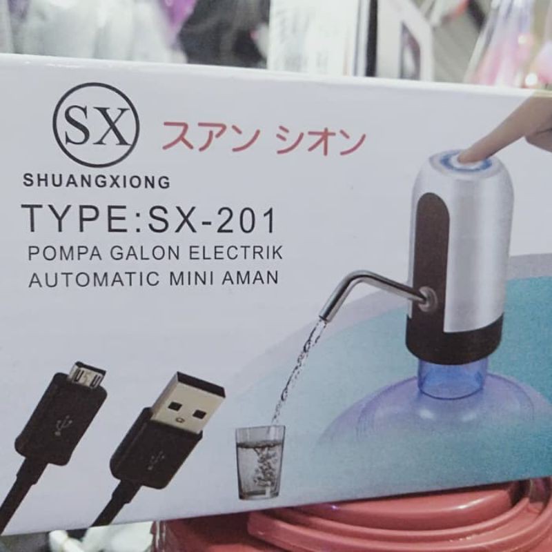 Pompa Galon Elektrik Electric otomatis Rechargeable LED SX201 SX 201 SX-201 Bisa Di CAS