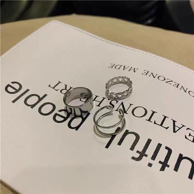 Ins minimalis hip hop punk dingin gaya keren cincin pasangan pacar nfc cincin wanita gaya Korea maha