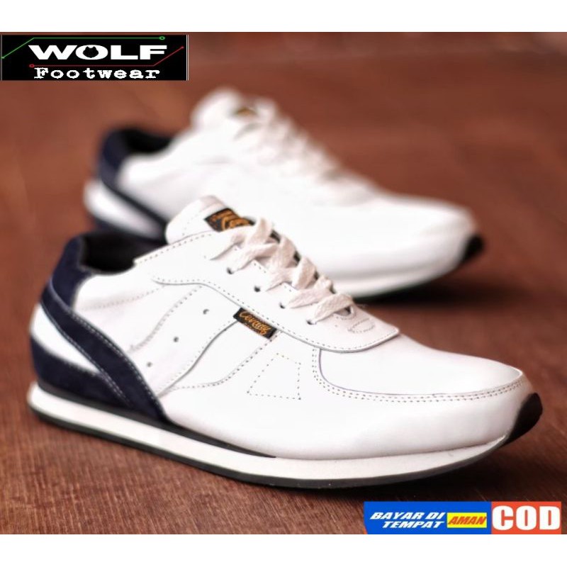 WOLF x CEVANY - 100% KULIT ASLI SNEAKERS PRIA KASUAL SPORTY CEVANY JELLAL PUTIH