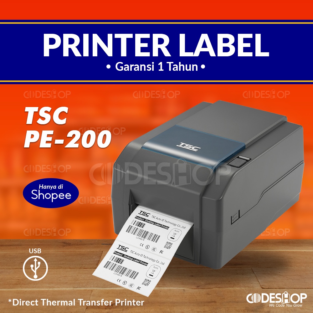 Printer Barcode TSC PE200 Direct Thermal Transfer 6 IPS 203 dpi