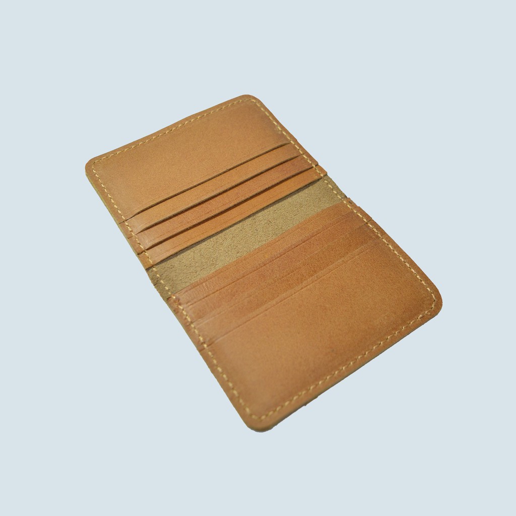 dompet kartu kulit asli 8 slot kartu - card wallet model lipat tan