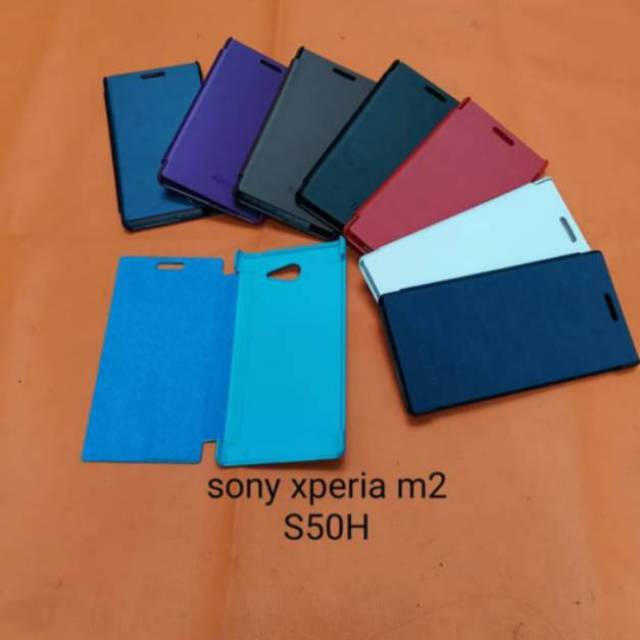 Flip cover Sony Xperia M2 M2 Aqua S50H D2305 flipcover book cover sarung buku buka tutup cangkang