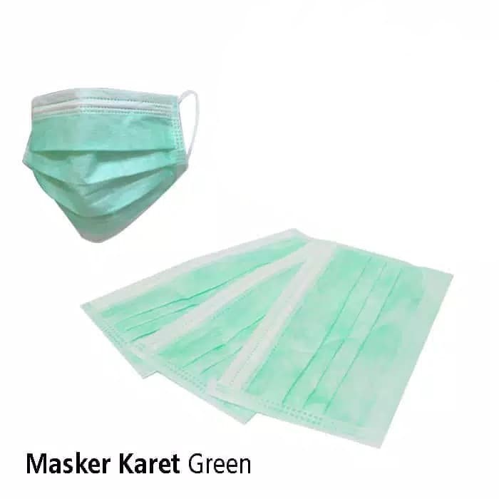 New Masker Karet Hijau box 50pcs Tissu 3ply