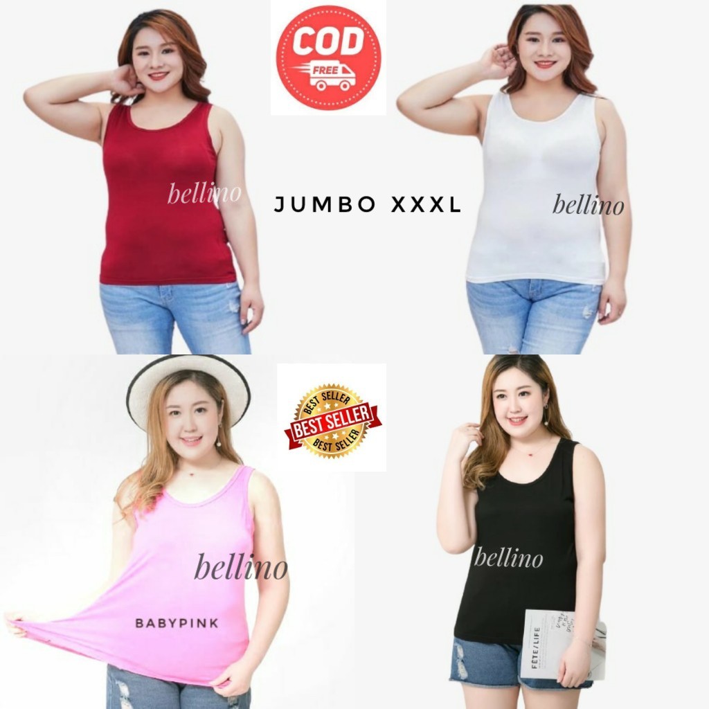 Bellino - Singlet Viorano Tali Lebar Wanita Jumbo XXL Tanktop Big Size Tangtop Adem Warna Polos-4