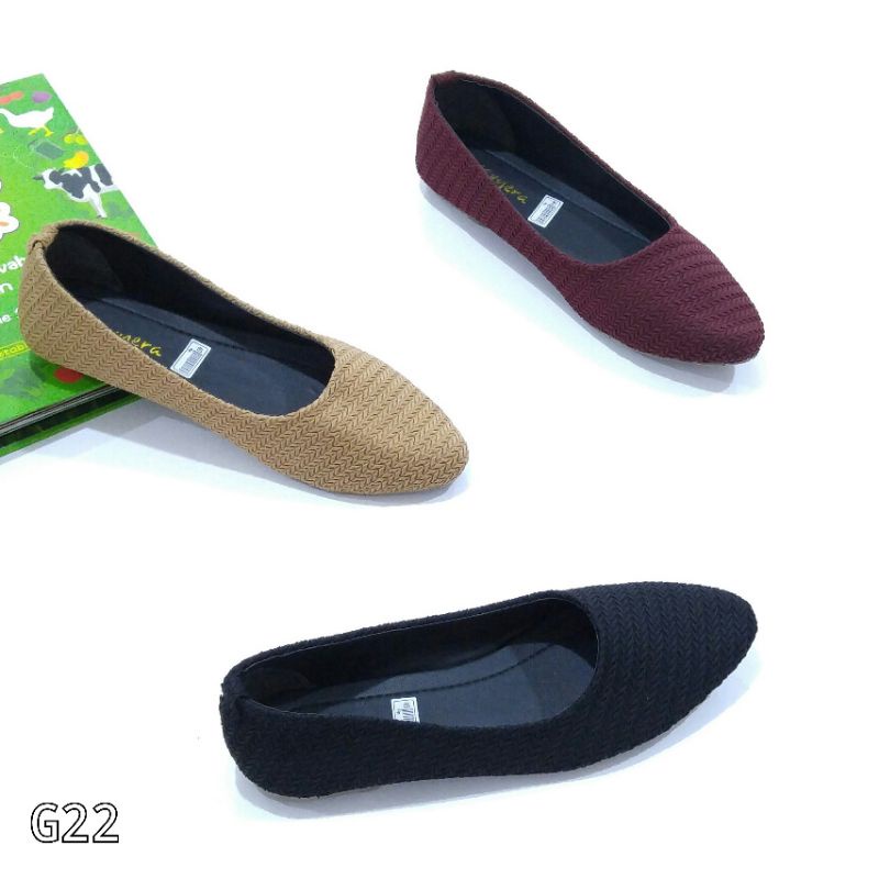 Borneo Sepatu Flat Flatshoes Sepatu Wanita Bahan Kanvas Tebal by Xavyera kode g22