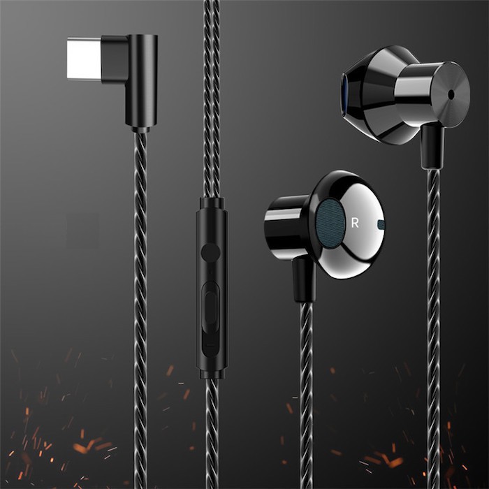 Type C Jack F13 Stereo Earphone Ear pod Half In Ear Headset With Mic