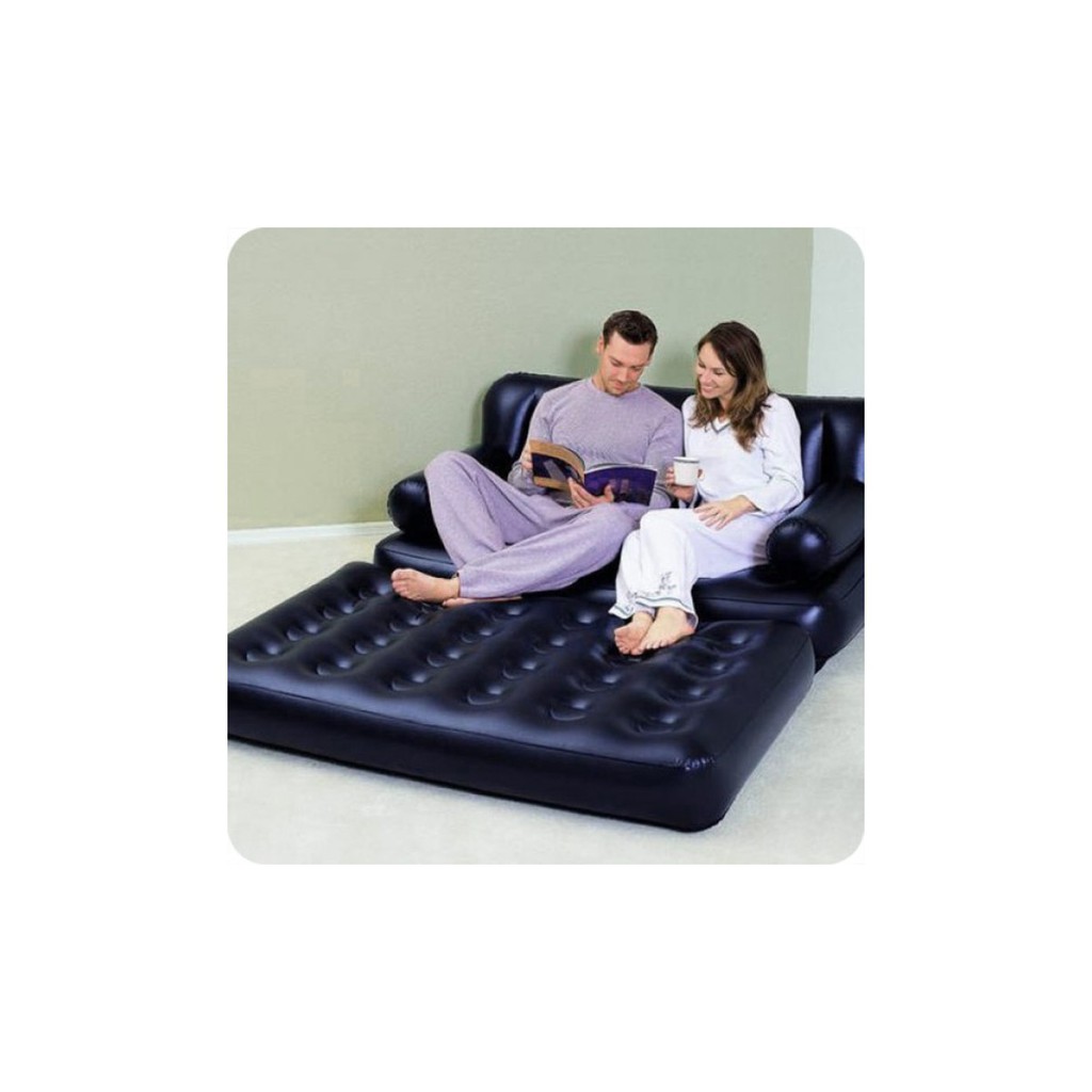 BESTWAY #75056 SOFA ANGIN DOUBLE HITAM DAPAT POMPA ANGIN LISTRIK