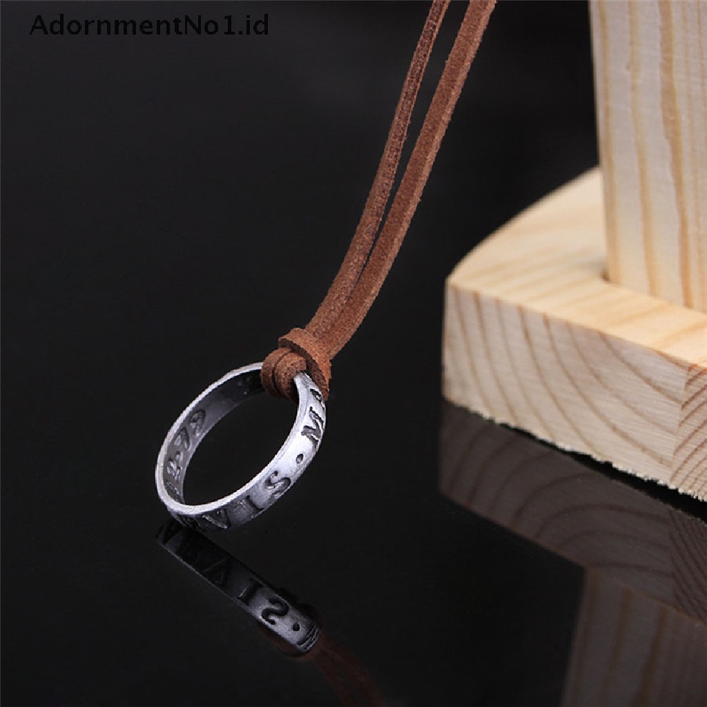 (AdornmentNo1) Kalung Tali Kulit Liontin Ring Kode 4 Nathan Drake Gaya Vintage