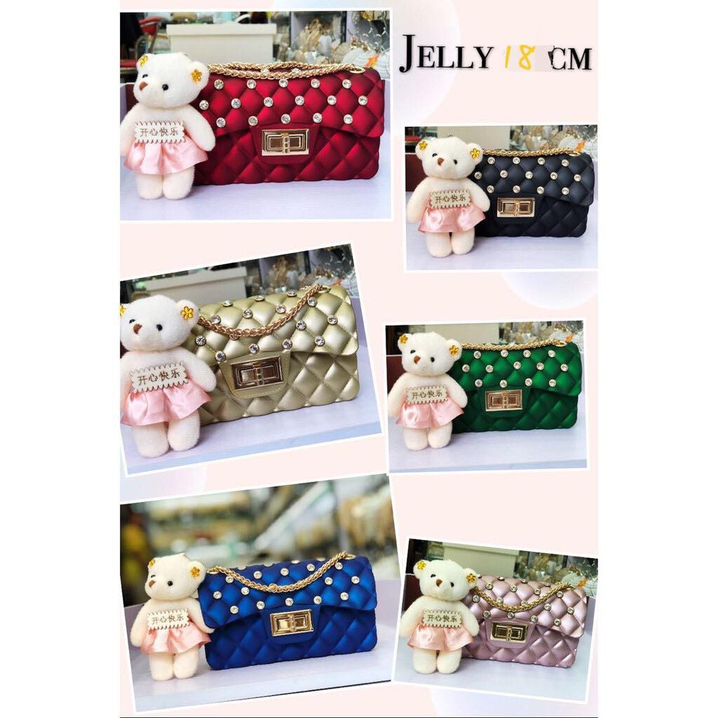 FF |  Tas Jelly Matte Maxi Diamond Chevron Tas Import Fashion