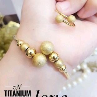 Titanium Set Perhiasan Wanita Gold Boba 99224