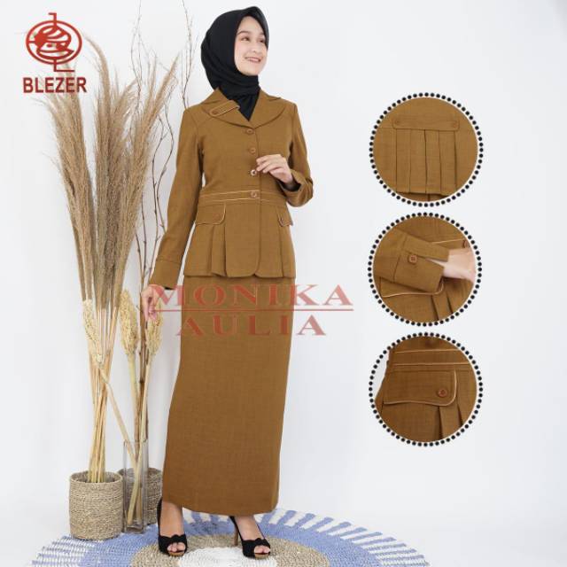 Baju seragam blazer pemda pns pdh guru kantor wanita coklat