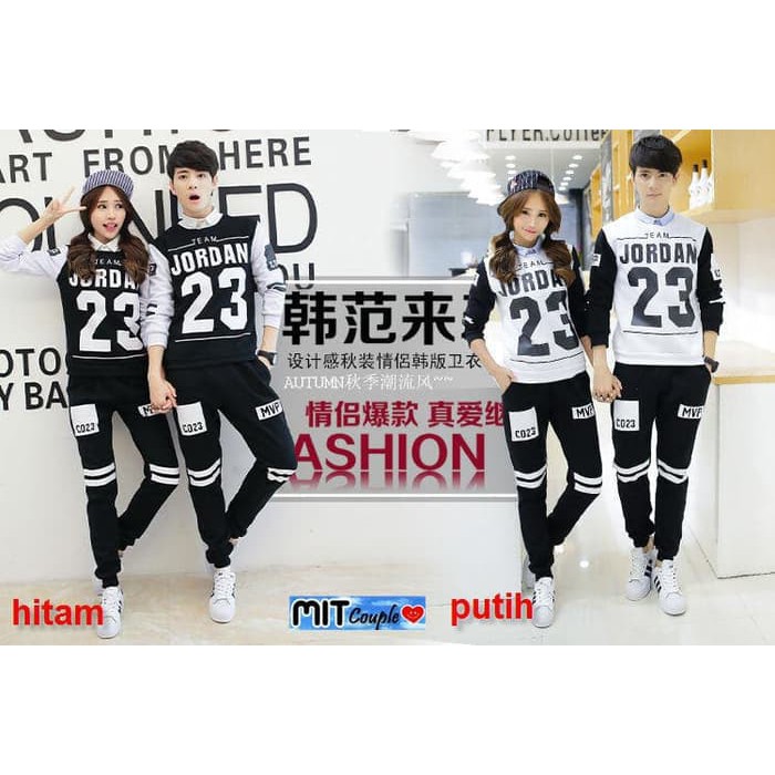 [TERLARIS] GROSIR BAJU PASANGAN KAOS SWEATER COUPLE LP TEAM JORDAN - Putih KAOS COUPLE BAJU PASANGA