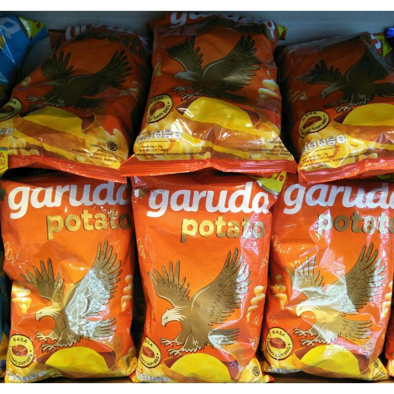 

GARUDA POTATO RASA DAGING SAPI BBQ UKURAN JUMBO 50 + 10 GRAM