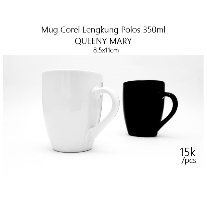 Mug Keramik Corel Lengkung Polos 350ml QUEENY MARY