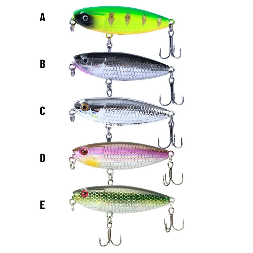 Top Floating Fishing Lure Pensil Umpan Pancing Zigzag Anjing Mata Manusia Hidup Plastik Engkol Keras Kait Treble