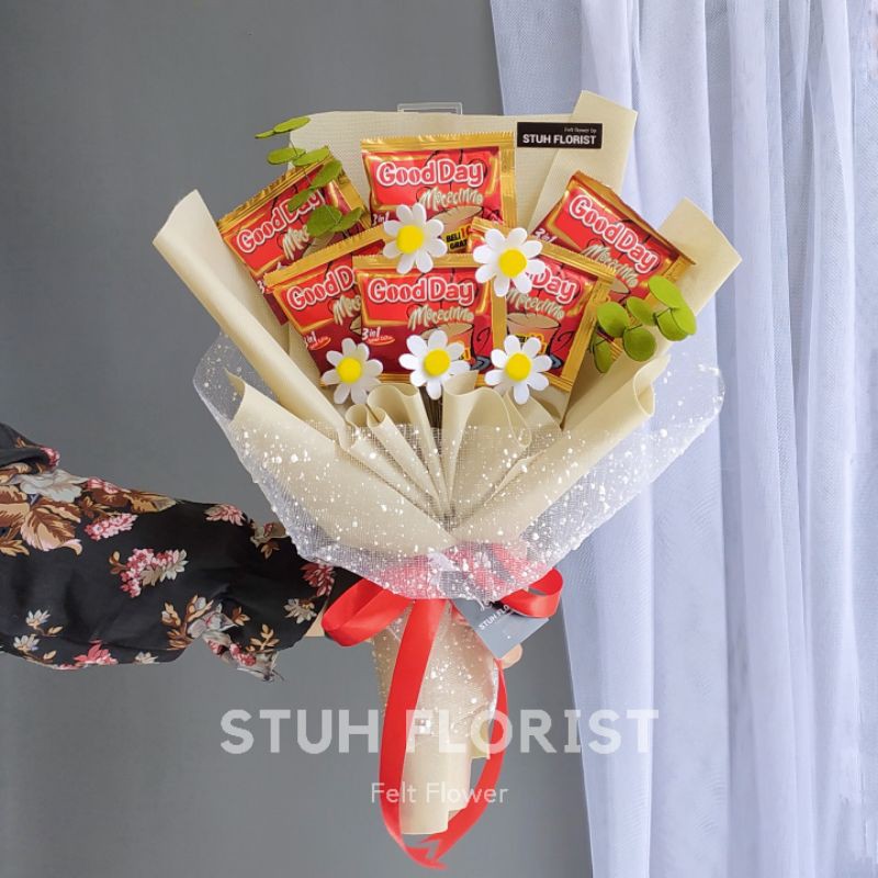 

COFFEE BOUQUET Buket Bunga Flanel Chamomile Good Day Kopi Murah Hadiah Kado Wisuda